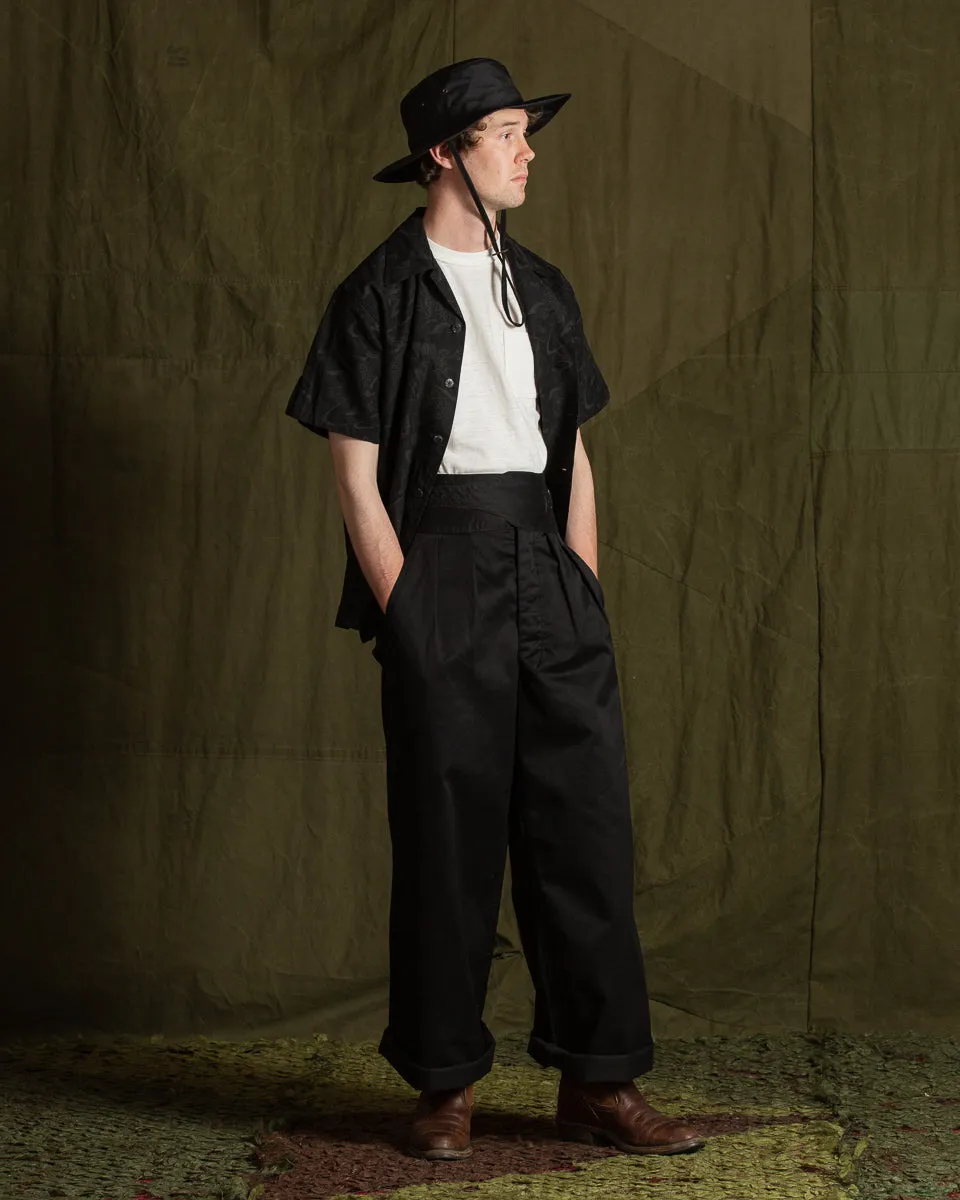 Black Chino Wide Gurkha Pants - Midnight Black
