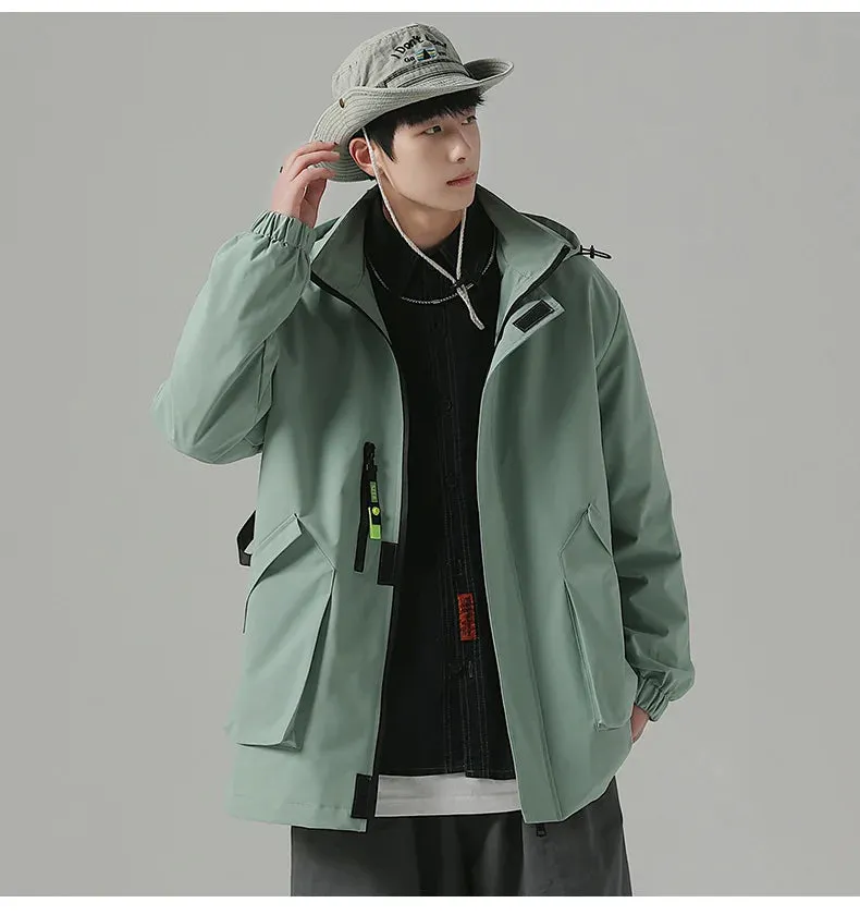 Black Mountaineering Clothing Tooling Jacket Men's Thin Spring Autumn Men's Women's Loose Sports Windbreaker Coat For Men