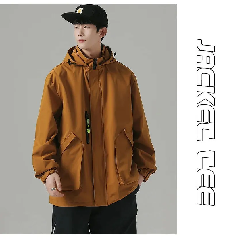 Black Mountaineering Clothing Tooling Jacket Men's Thin Spring Autumn Men's Women's Loose Sports Windbreaker Coat For Men