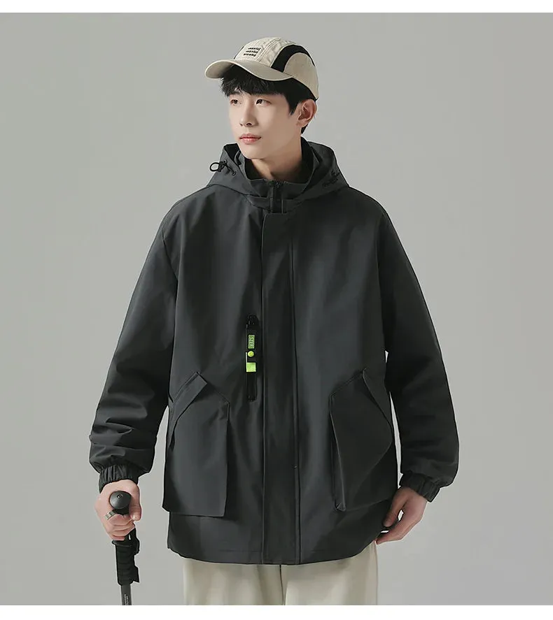 Black Mountaineering Clothing Tooling Jacket Men's Thin Spring Autumn Men's Women's Loose Sports Windbreaker Coat For Men