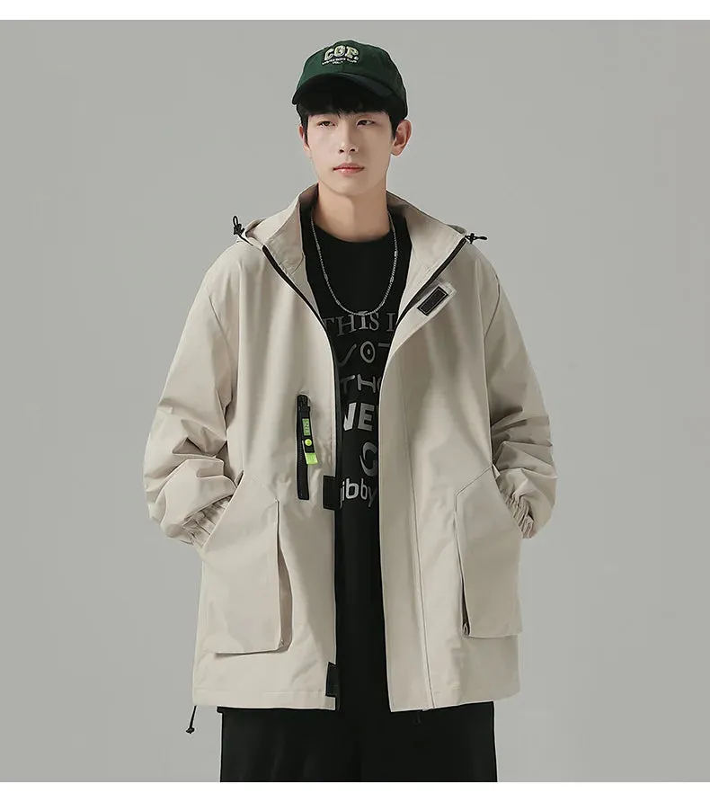 Black Mountaineering Clothing Tooling Jacket Men's Thin Spring Autumn Men's Women's Loose Sports Windbreaker Coat For Men