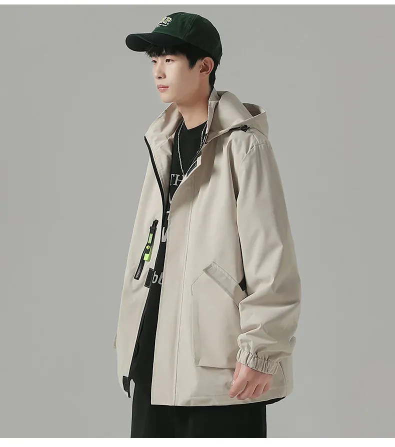 Black Mountaineering Clothing Tooling Jacket Men's Thin Spring Autumn Men's Women's Loose Sports Windbreaker Coat For Men