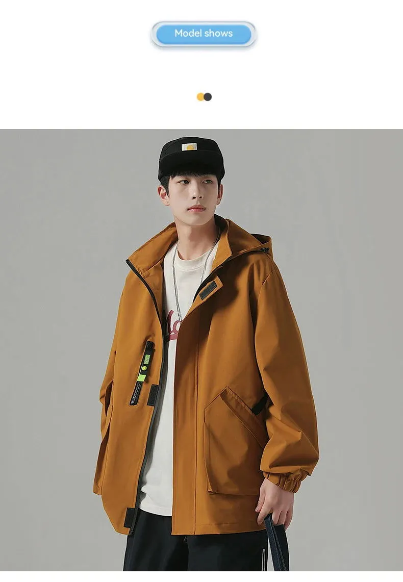 Black Mountaineering Clothing Tooling Jacket Men's Thin Spring Autumn Men's Women's Loose Sports Windbreaker Coat For Men