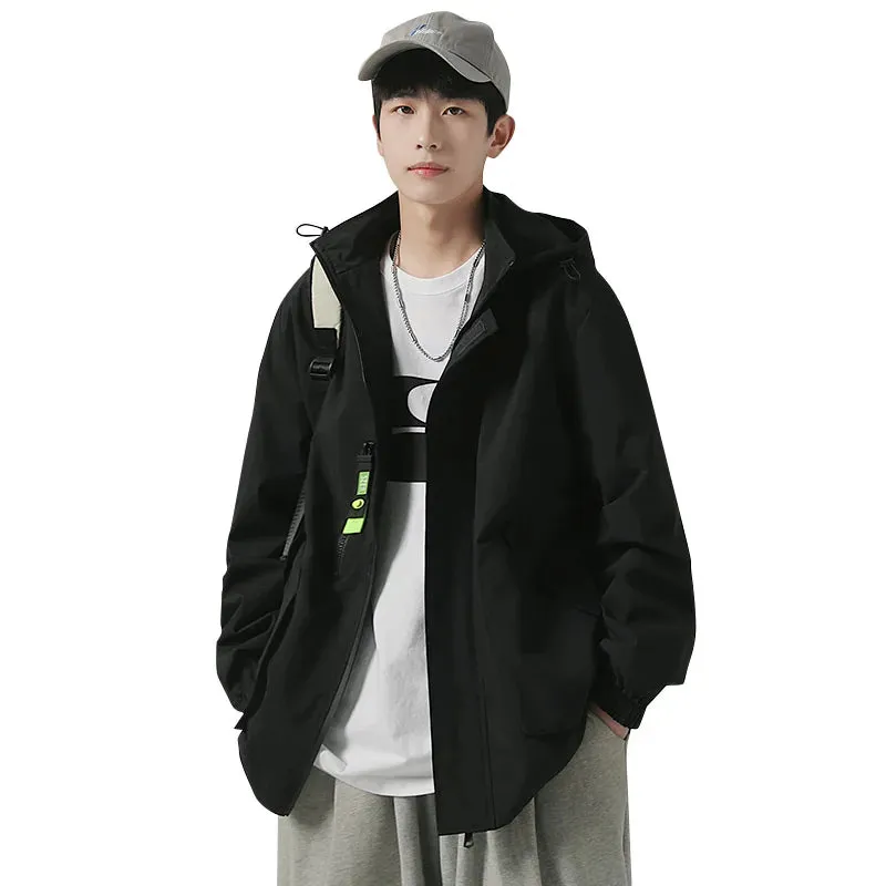 Black Mountaineering Clothing Tooling Jacket Men's Thin Spring Autumn Men's Women's Loose Sports Windbreaker Coat For Men