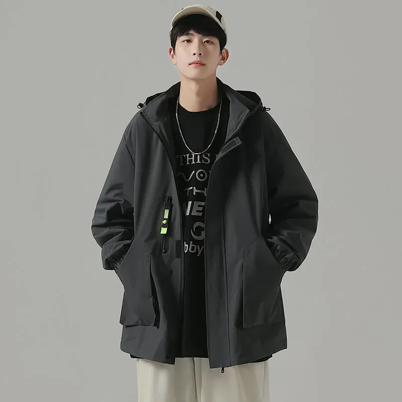Black Mountaineering Clothing Tooling Jacket Men's Thin Spring Autumn Men's Women's Loose Sports Windbreaker Coat For Men