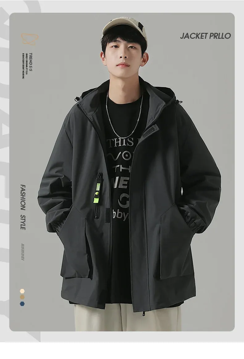 Black Mountaineering Clothing Tooling Jacket Men's Thin Spring Autumn Men's Women's Loose Sports Windbreaker Coat For Men
