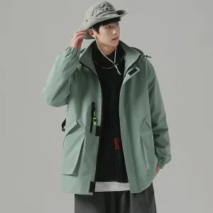 Black Mountaineering Clothing Tooling Jacket Men's Thin Spring Autumn Men's Women's Loose Sports Windbreaker Coat For Men