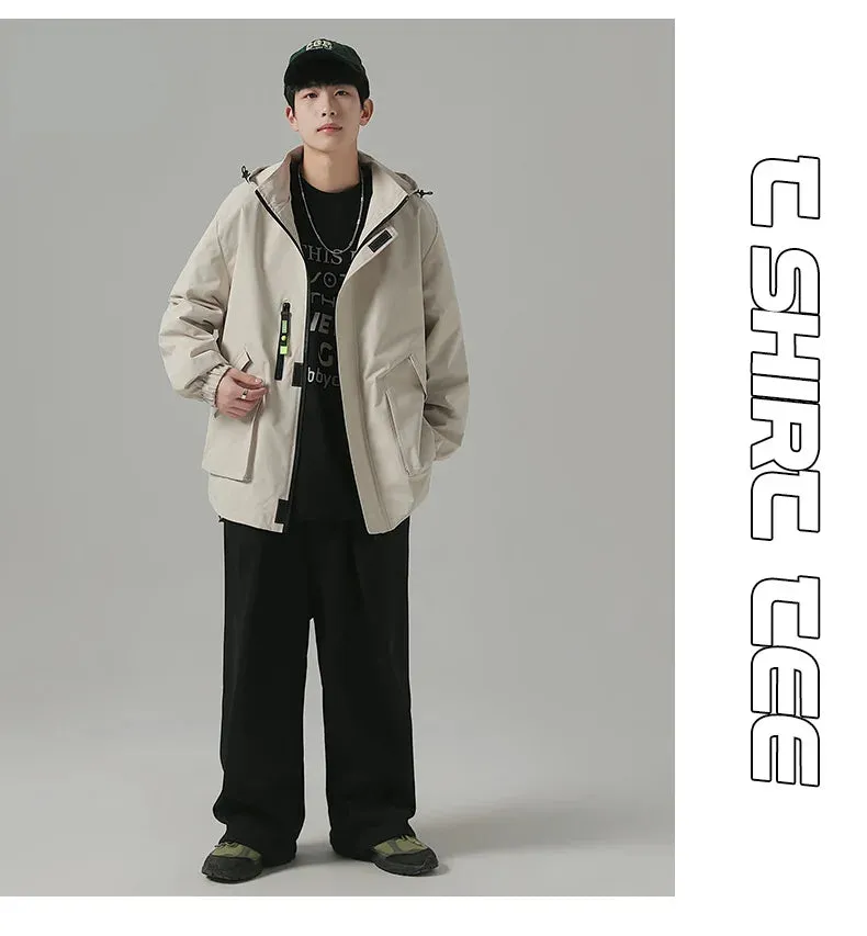 Black Mountaineering Clothing Tooling Jacket Men's Thin Spring Autumn Men's Women's Loose Sports Windbreaker Coat For Men