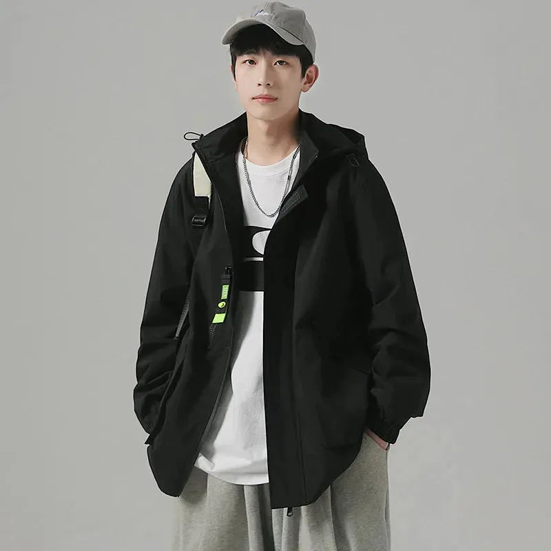 Black Mountaineering Clothing Tooling Jacket Men's Thin Spring Autumn Men's Women's Loose Sports Windbreaker Coat For Men
