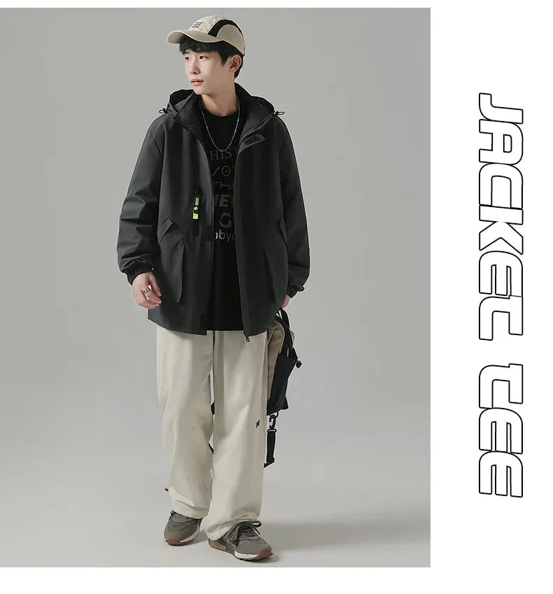 Black Mountaineering Clothing Tooling Jacket Men's Thin Spring Autumn Men's Women's Loose Sports Windbreaker Coat For Men