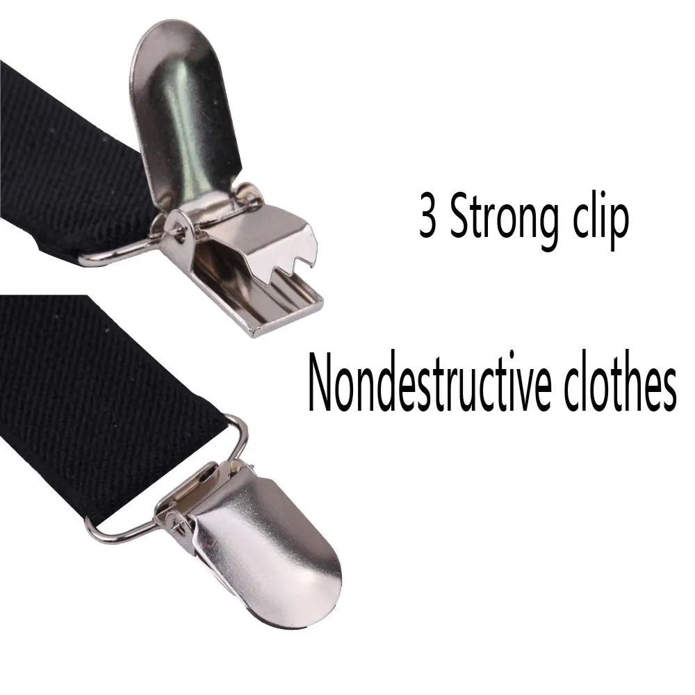 Black Suspenders for Kids Toddler Baby - Metal Clips Adjustable Y Style Design Elastic Classic Accessory Black