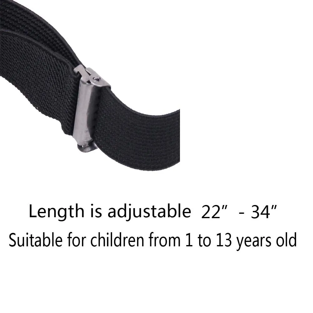 Black Suspenders for Kids Toddler Baby - Metal Clips Adjustable Y Style Design Elastic Classic Accessory Black