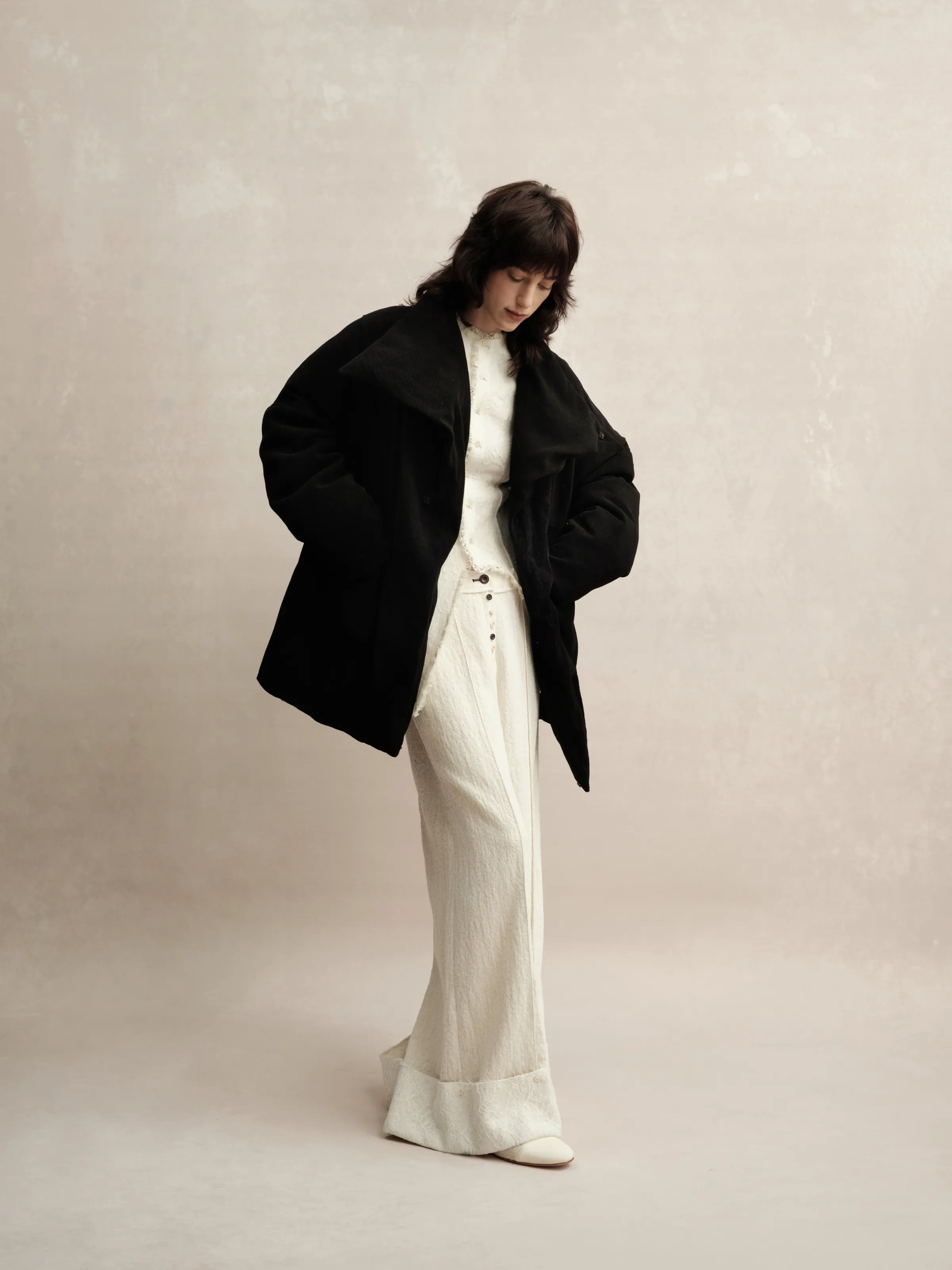 Black Velvet Lace Down Jacket