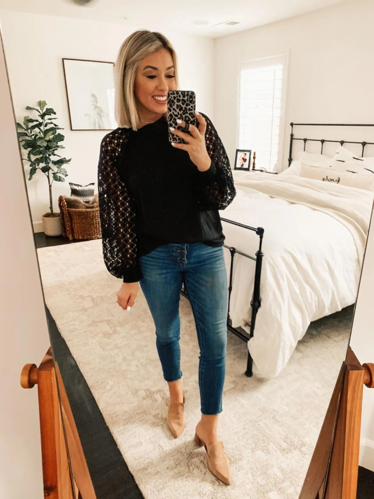 Black Women’s Long Sleeve Tops Lace Casual Loose Blouses T Shirts - MIHOLL