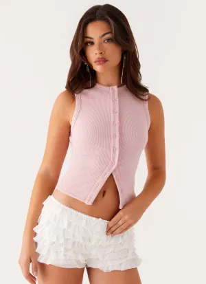 BreathableMaterial Blair Buttoned Tank Top - Pink