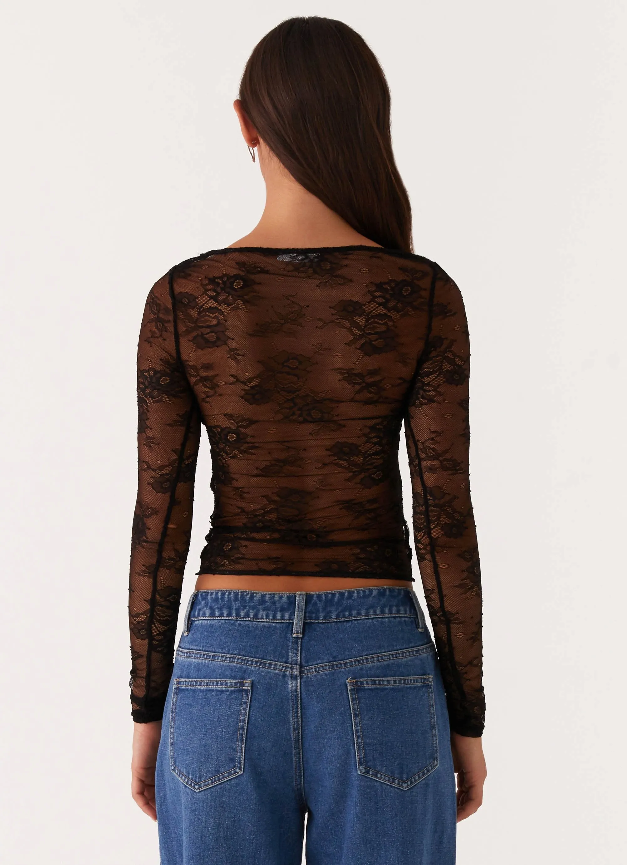 FasteningHood Blanca Lace Top - Black