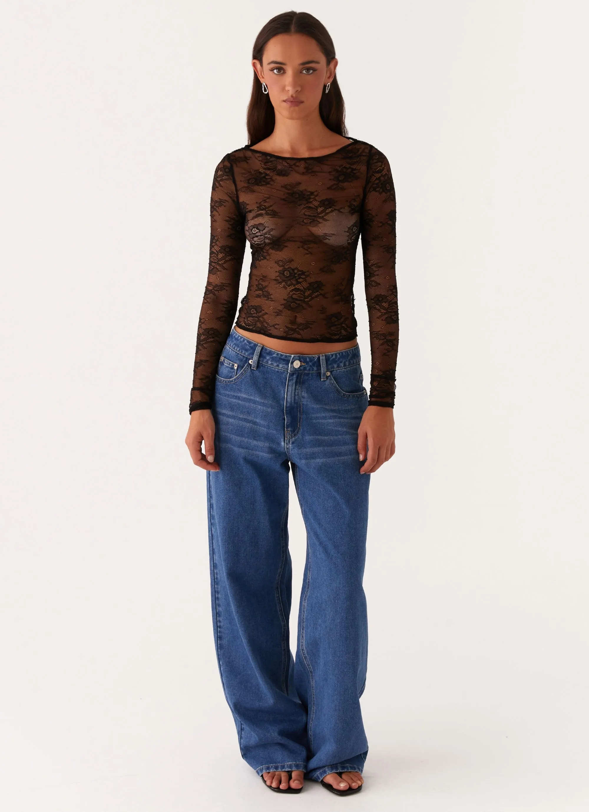 Blanca Lace Top - Black Relaxed Tank Seamless Construction Design