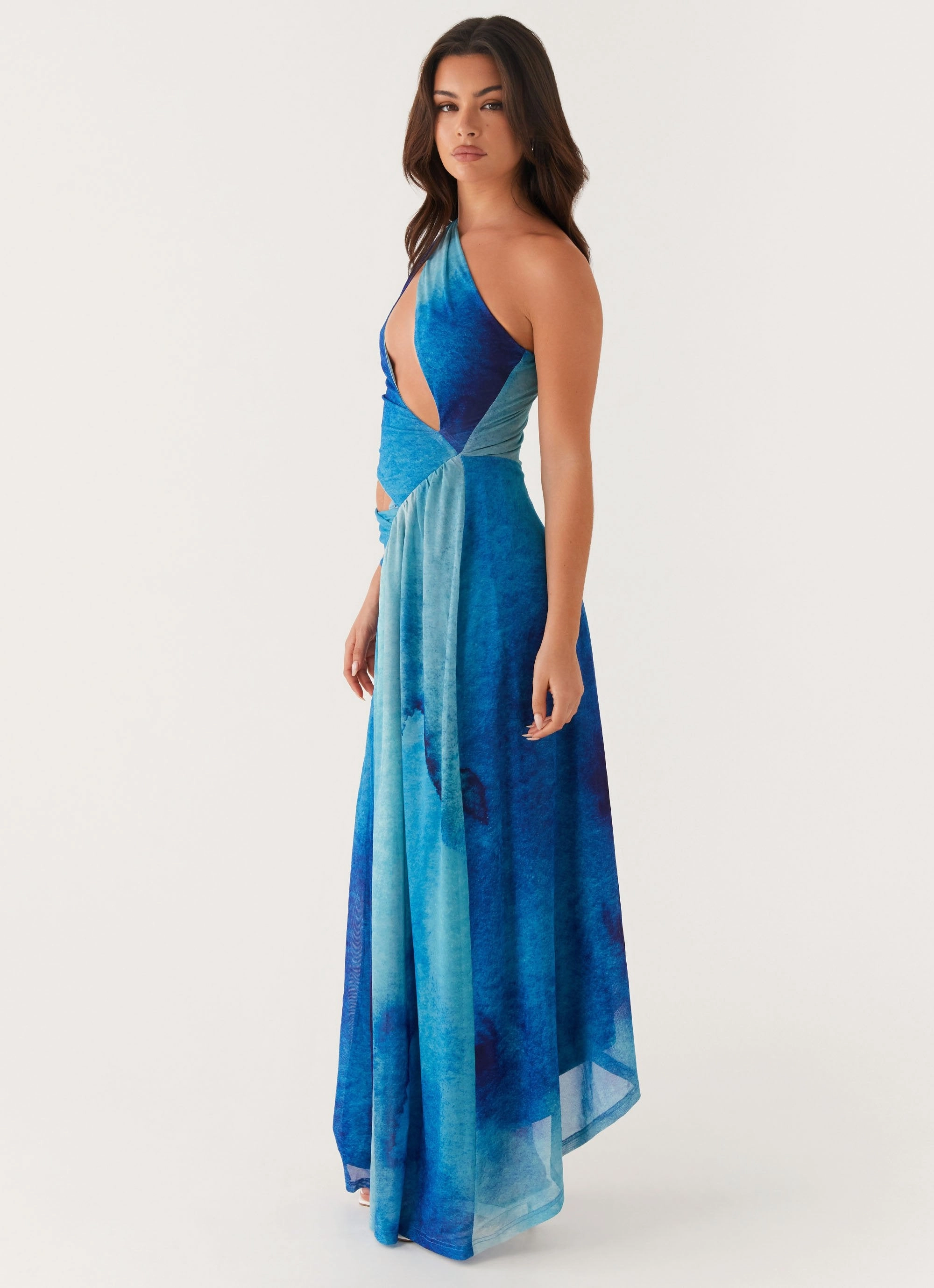 Blinded Maxi Dress - Blue Tie Dye Fall Silhouette Effortless Touch