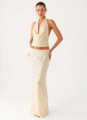 Crossback Strap yoga session Bling It On Maxi Skirt - Ivory
