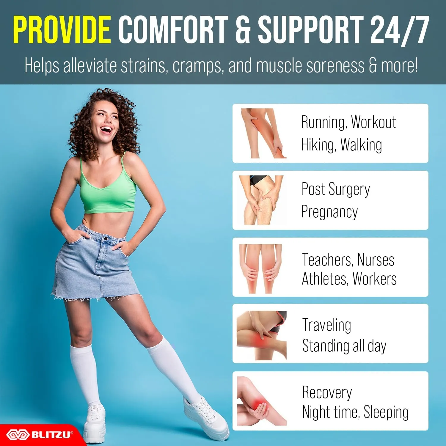 BLITZU Compression Socks For Women & Men Support Socks For Circulation, Compression Stockings For Women.