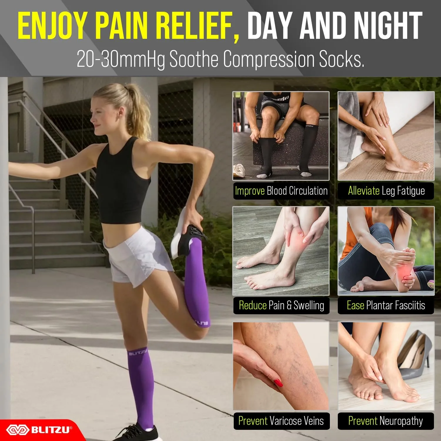 BLITZU Compression Socks For Women & Men Support Socks For Circulation, Compression Stockings For Women.