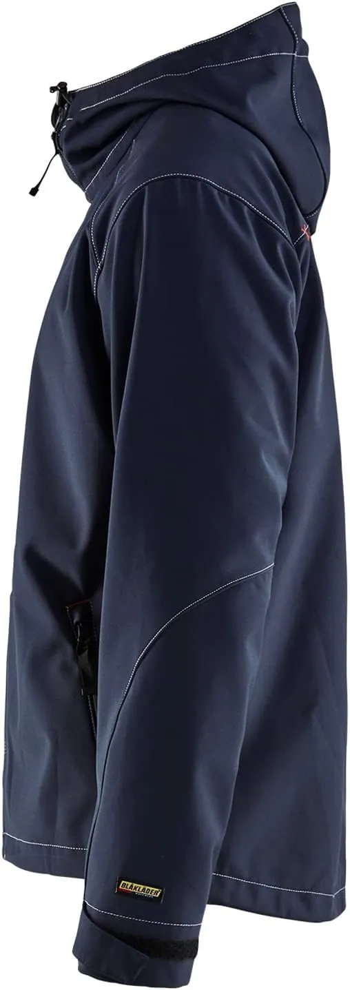 BLÅKLÄDER Men's Pro Softshell Workwear Jacket with Hood 3-Layer Warm Insulated Windproof Waterproof Breathable Reflective