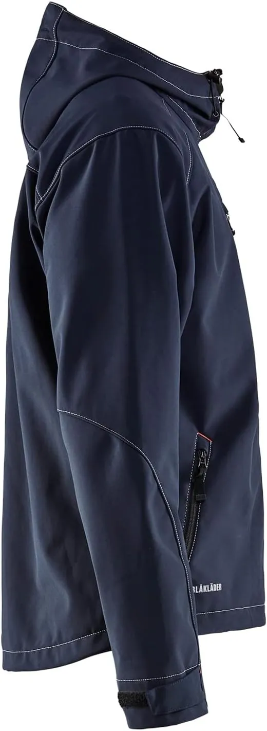 BLÅKLÄDER Men's Pro Softshell Workwear Jacket with Hood 3-Layer Warm Insulated Windproof Waterproof Breathable Reflective