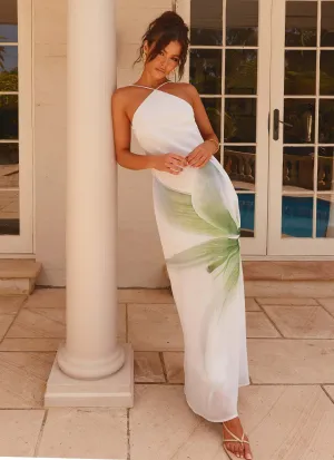 Fitted Design Blossom Hearts Maxi Dress - Dahlia Ash