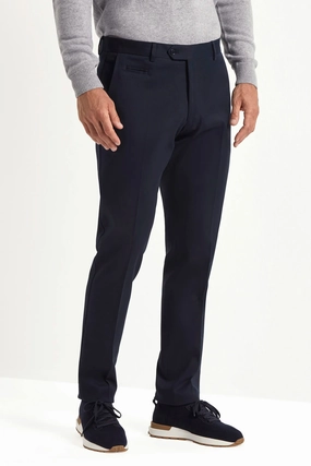 Blue cotton and cashmere Garda trousers - Made in Italy Stretch Panels Slim Silhouette