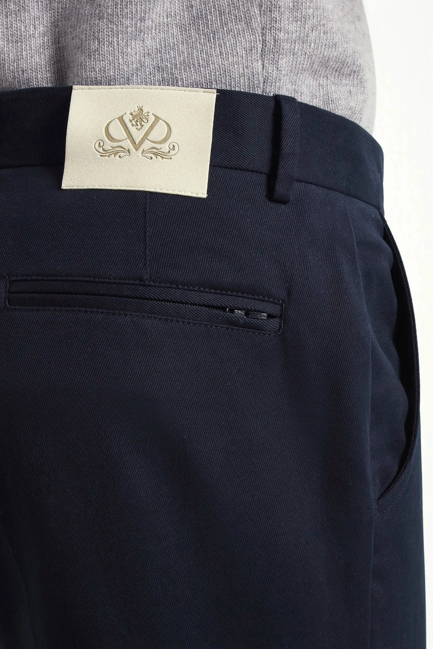 Snug Fit Blue cotton and cashmere Garda trousers - Made in Italy