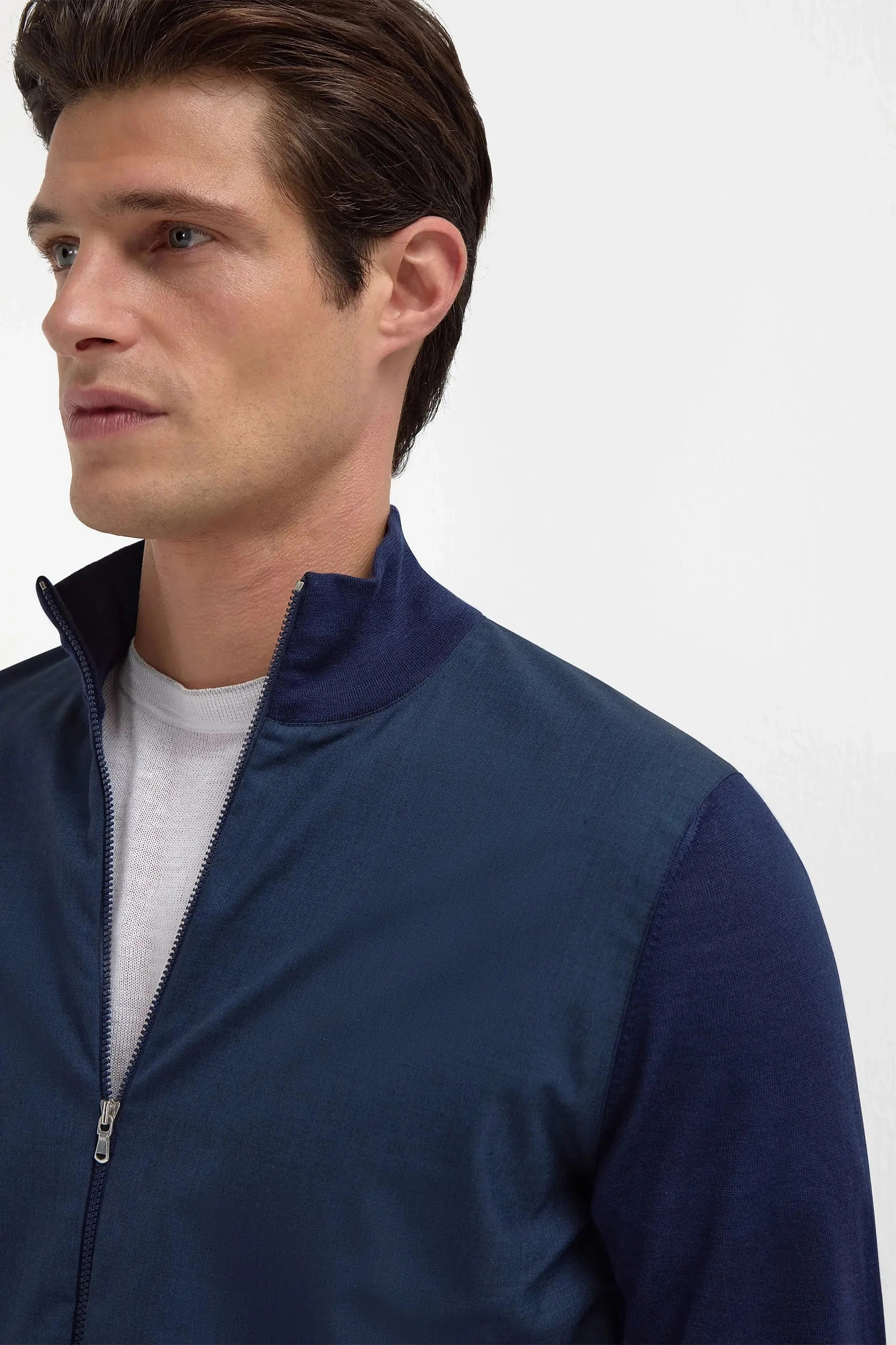 CompressionResistant Blue wool & knit bomber - Made in Italy