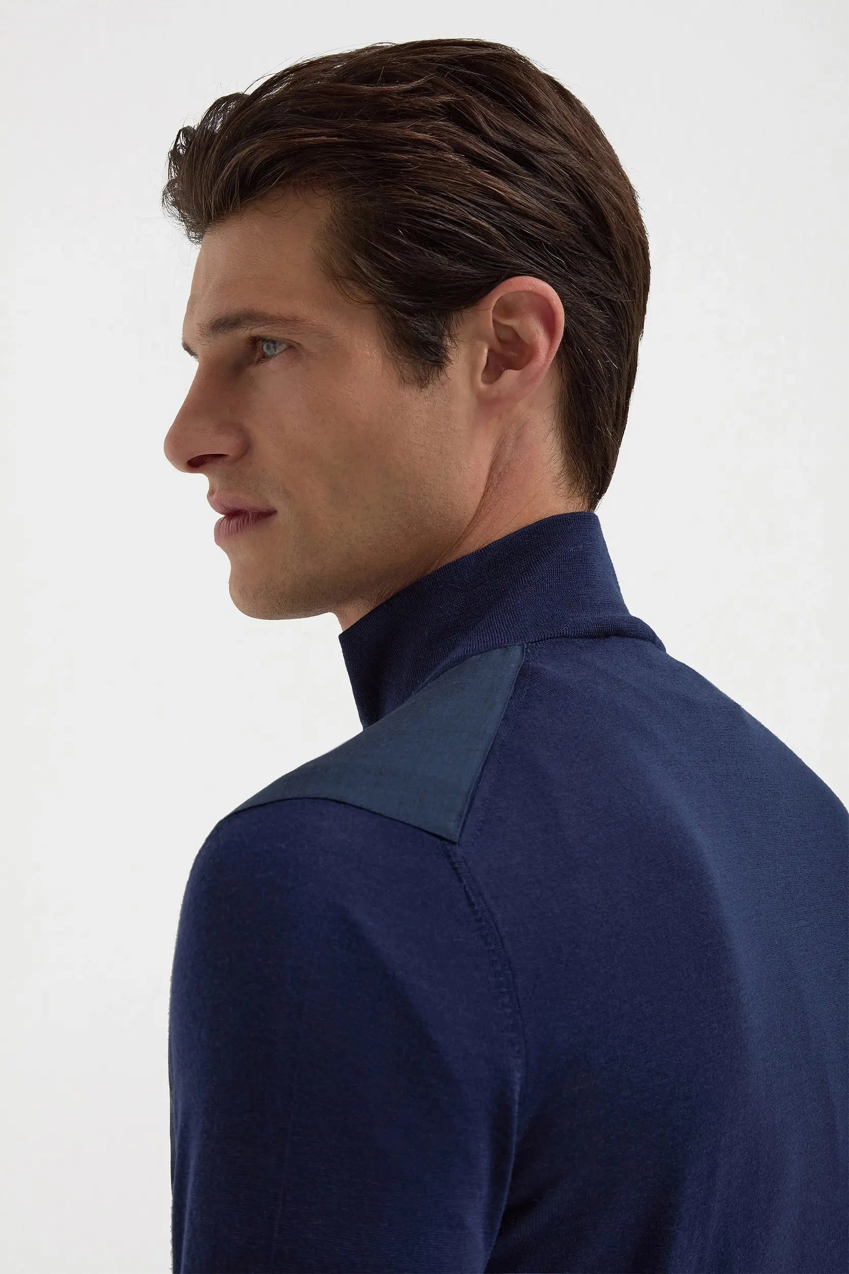 Blue wool & knit bomber - Made in Italy Quick Wear Fit