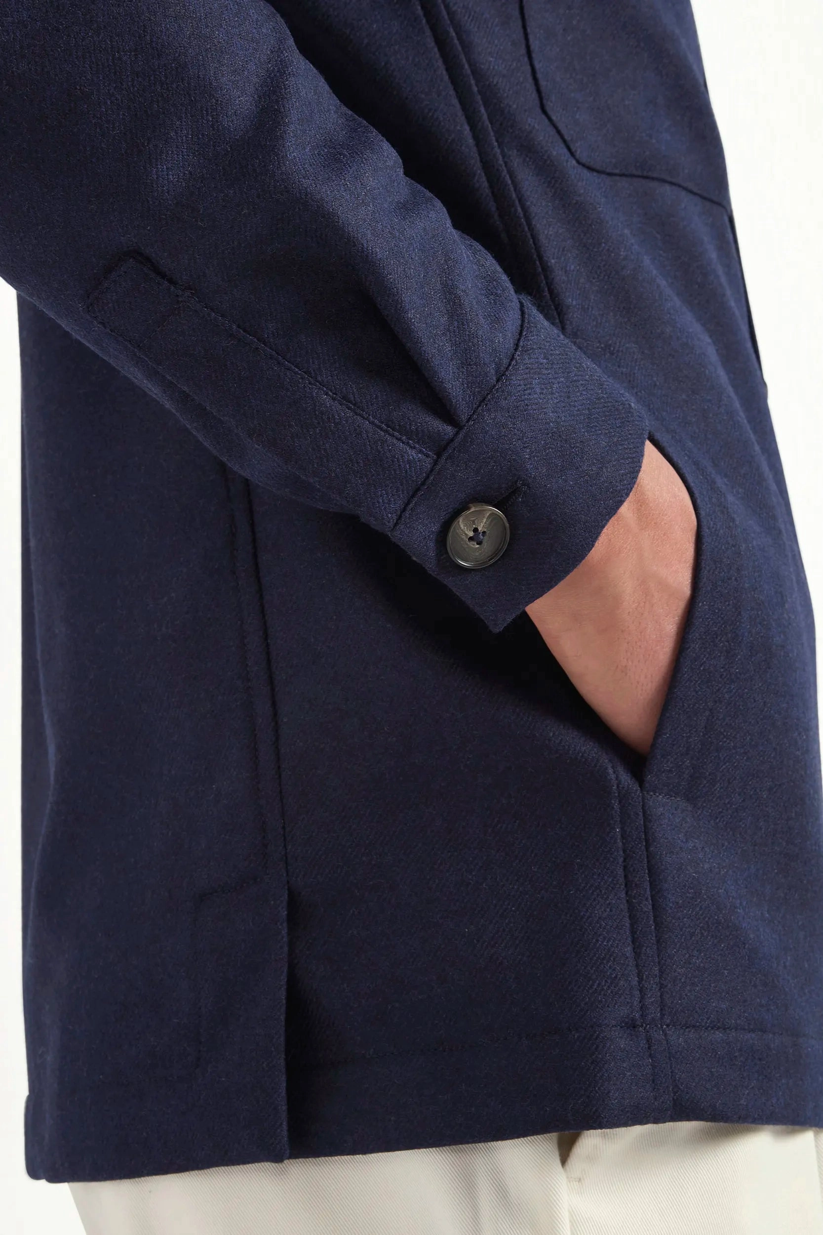 Blue wool and cashmere shirt jacket  - Made in Italy Flexible Fit ScratchResistant Zippers