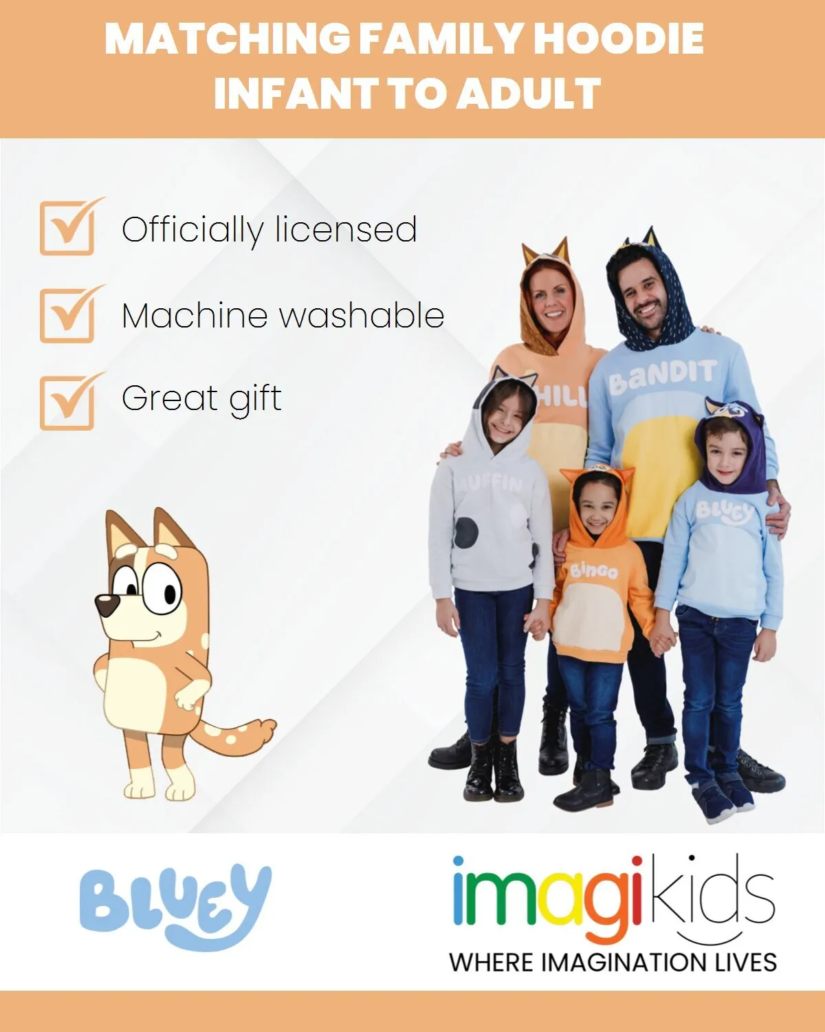 Bluey Chilli Mom Fleece Matching Family Pullover Hoodie