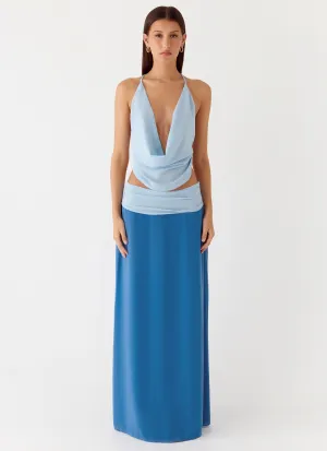 Heat Dissipating Fabric Blushing Bloom Maxi Skirt - Baby Blue