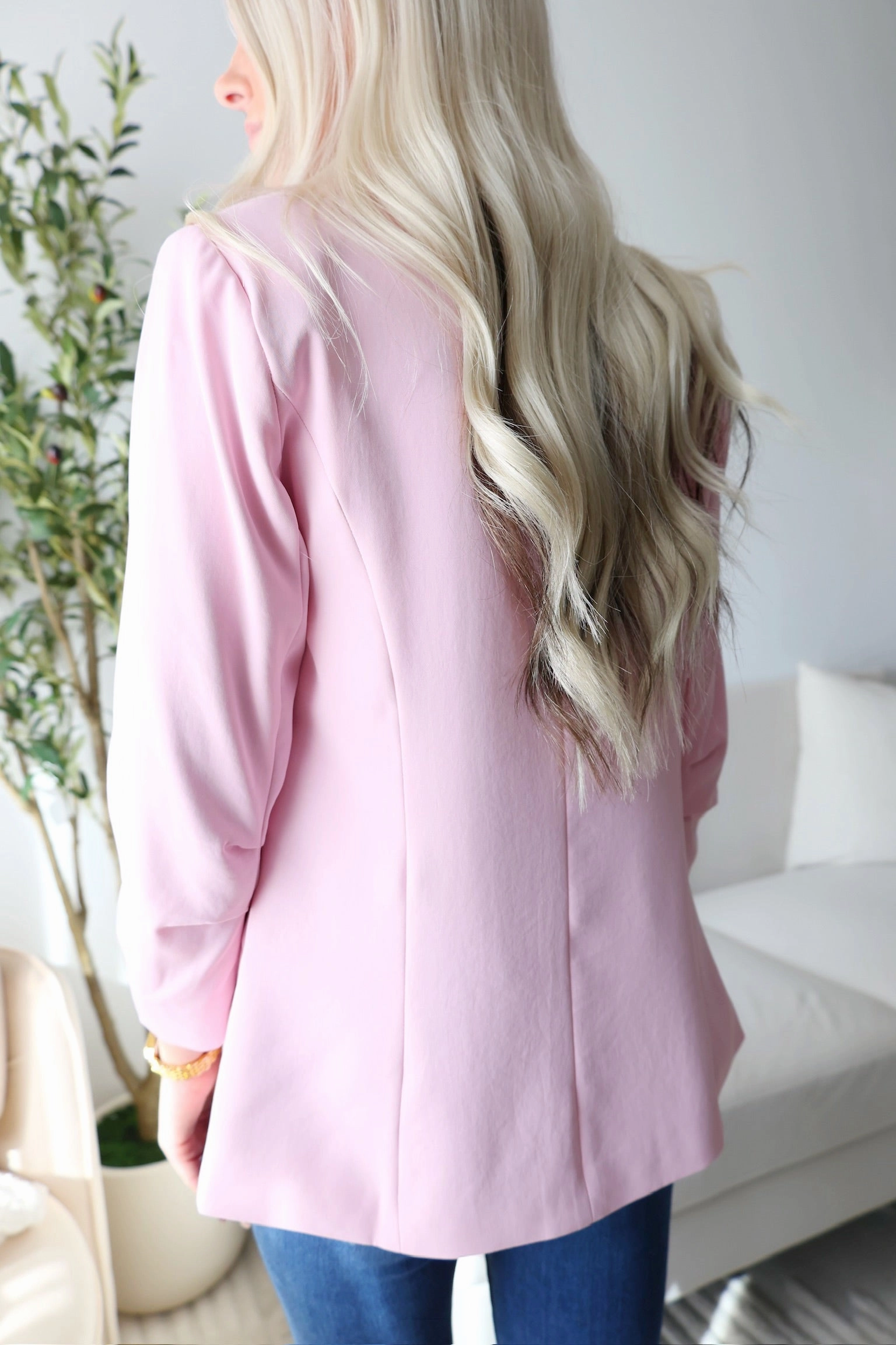 Bamboo Derived Material Boardroom Blazer- Pink Sorbet