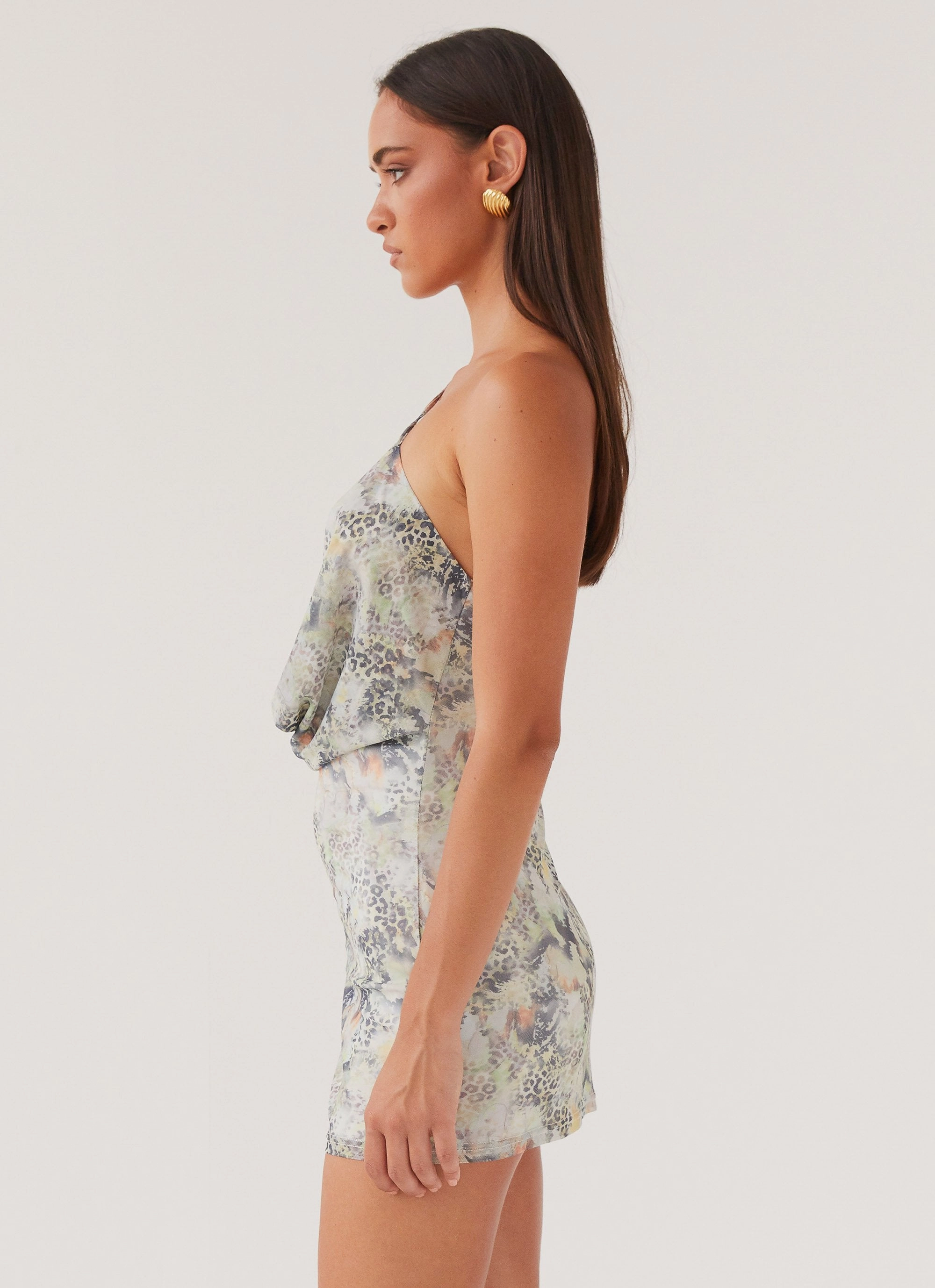 Shimmer-Finish Bohemian Bliss Mesh Mini Dress - Leopard Luxe