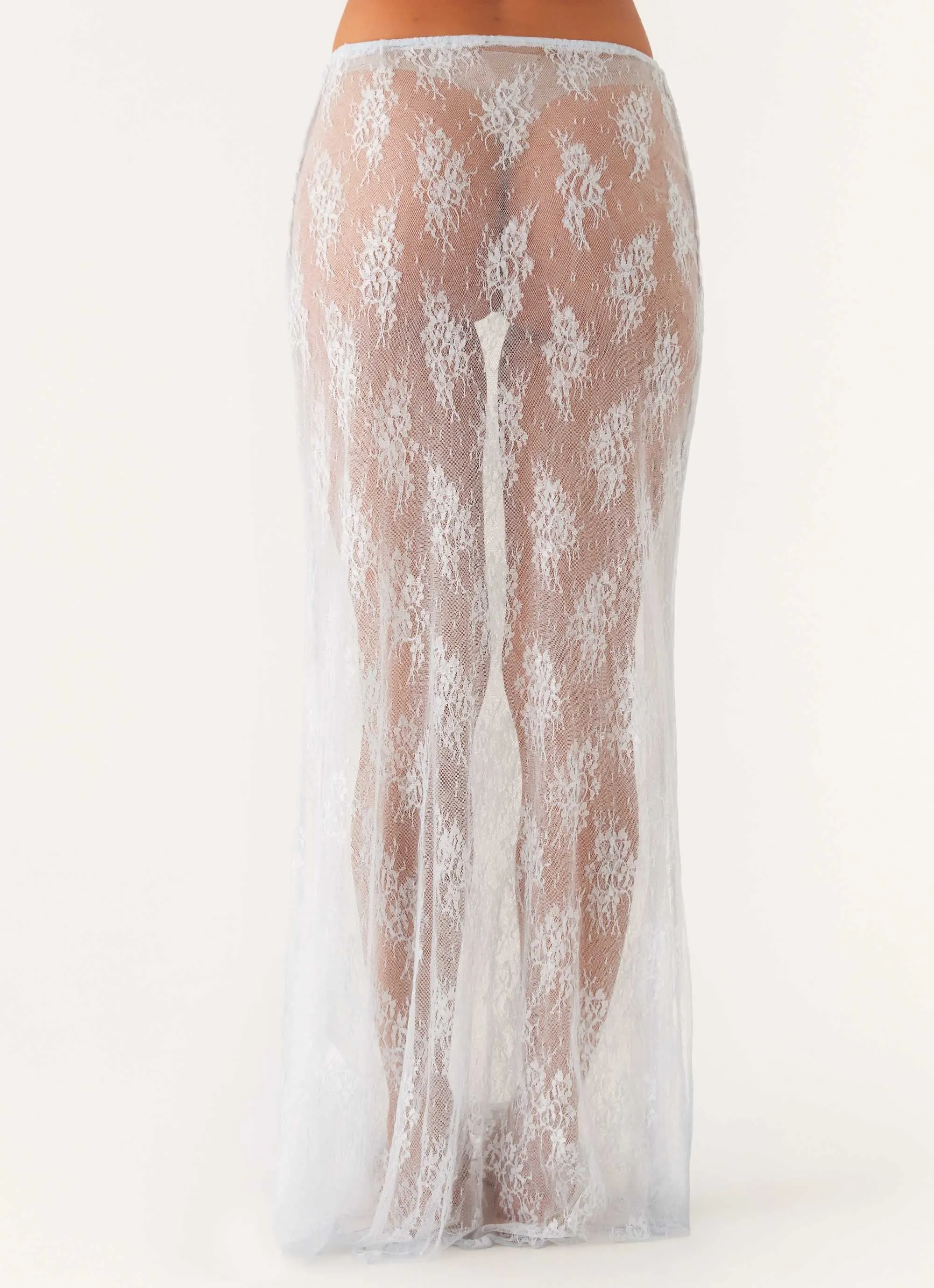 Style Layering Ombre effect Caden Lace Maxi Skirt - Blue