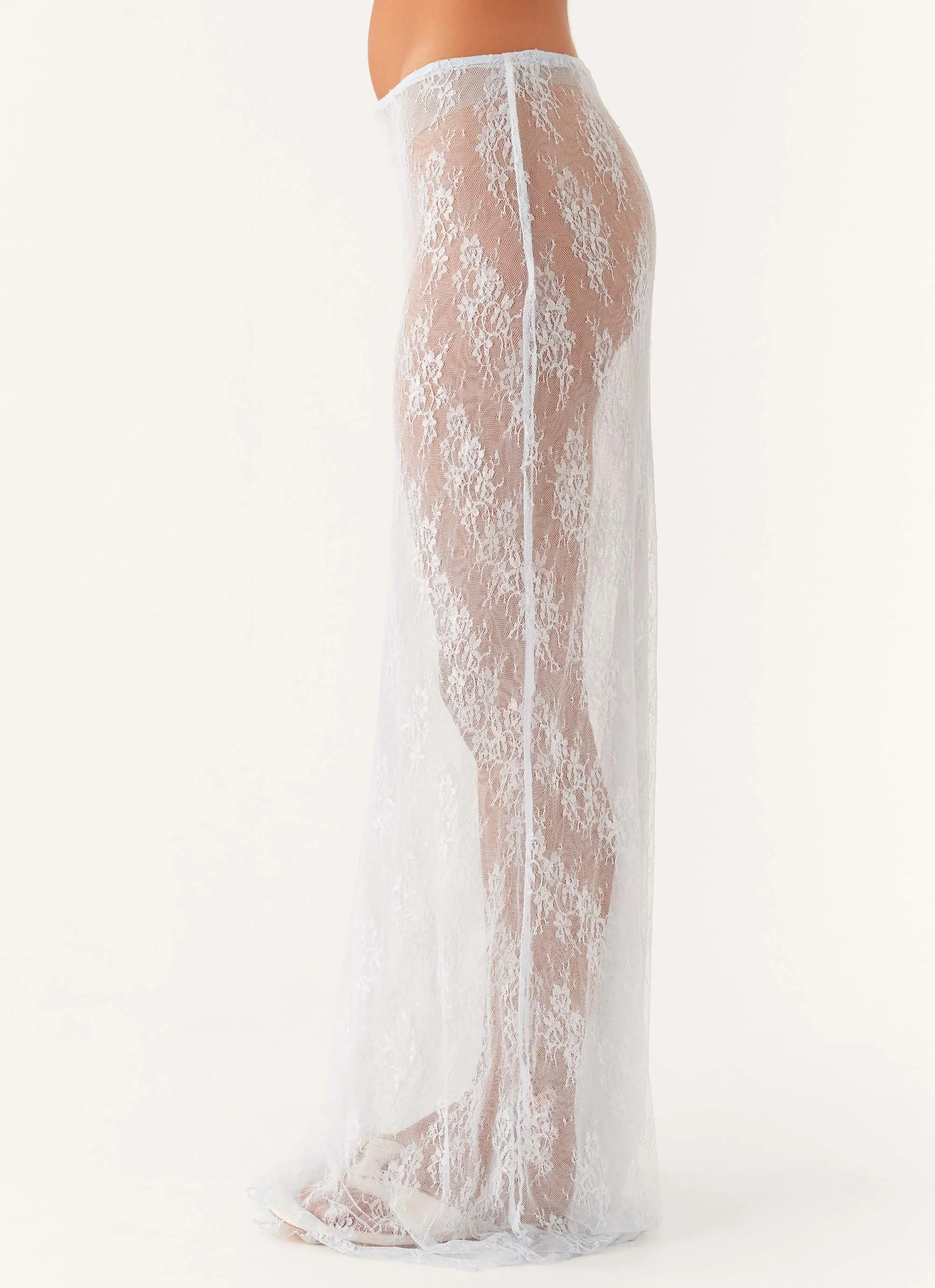 Soft Movement Flexible Waistband Caden Lace Maxi Skirt - Blue