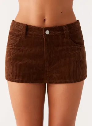 Fashion Collab Emerging Designer Tropics Low Rise Cord Mini Skort - Walnut