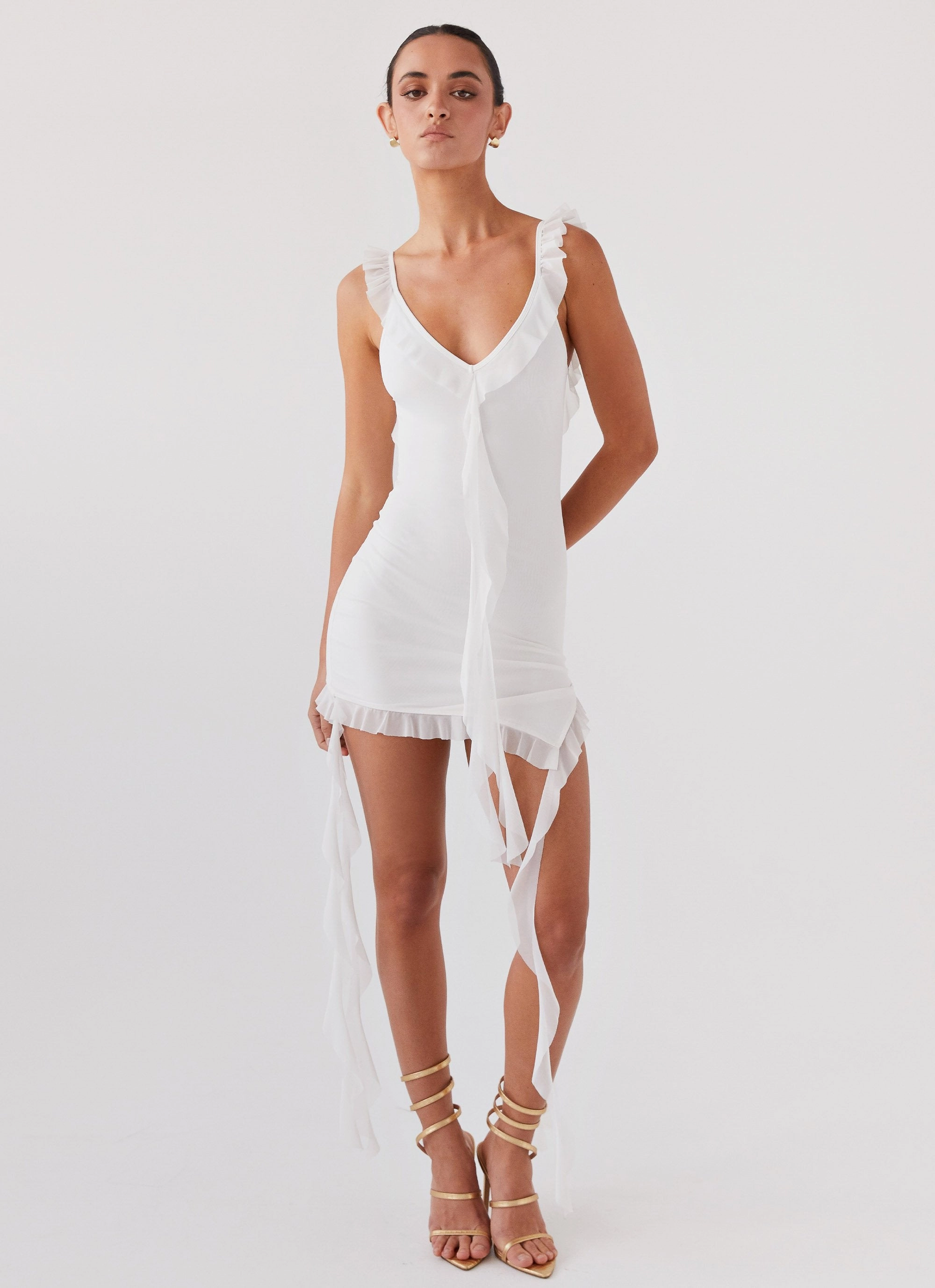 Heaven Knows Frill Mini Dress - White Practical work-to-play piece Feminine Energy