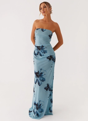 Subtle Elegance Field Of Dreams Maxi Dress - Blue Black Floral