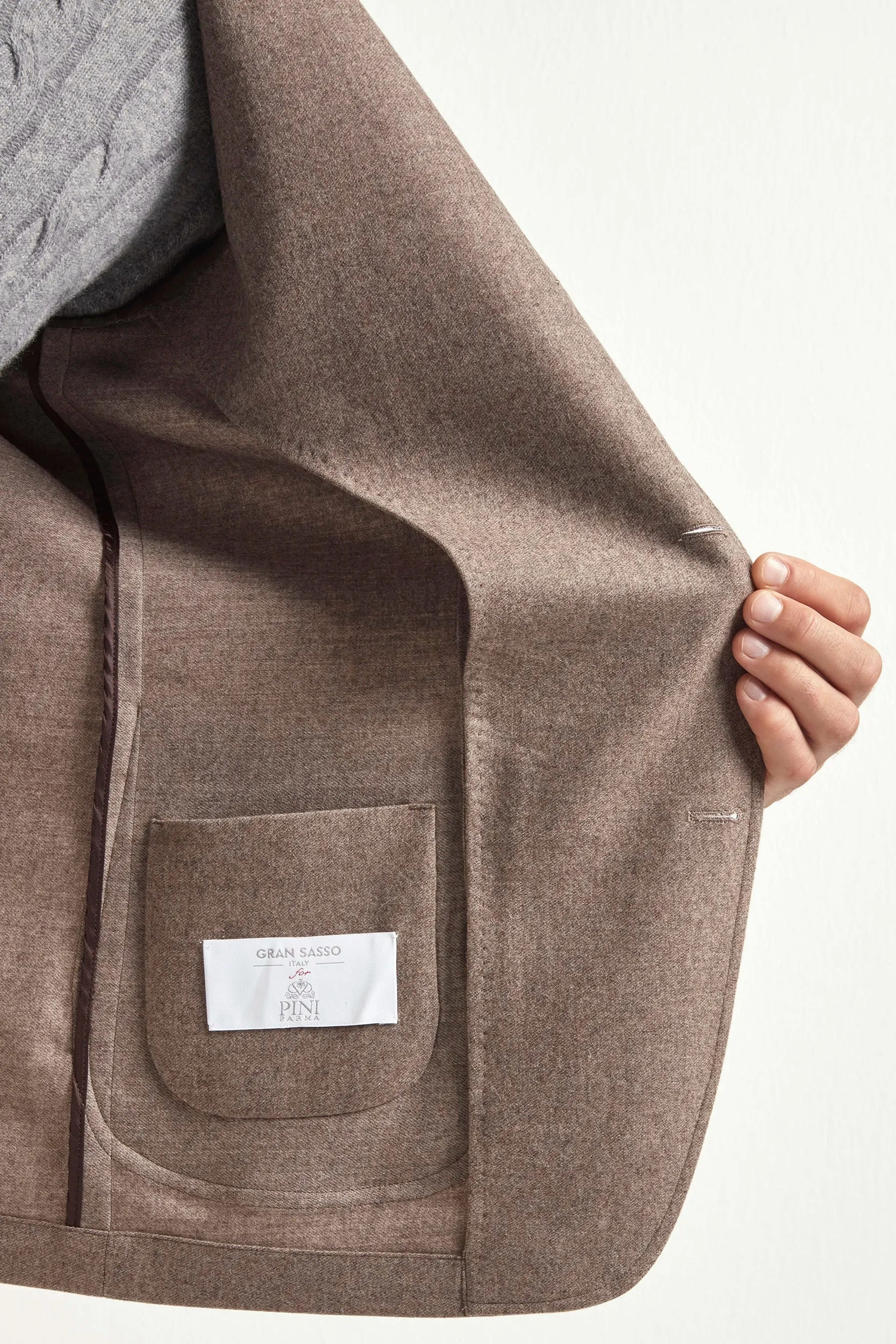 WaterRepellentFabric Snow Ready Outfit Taupe flannel coreana jacket - Made in Italy