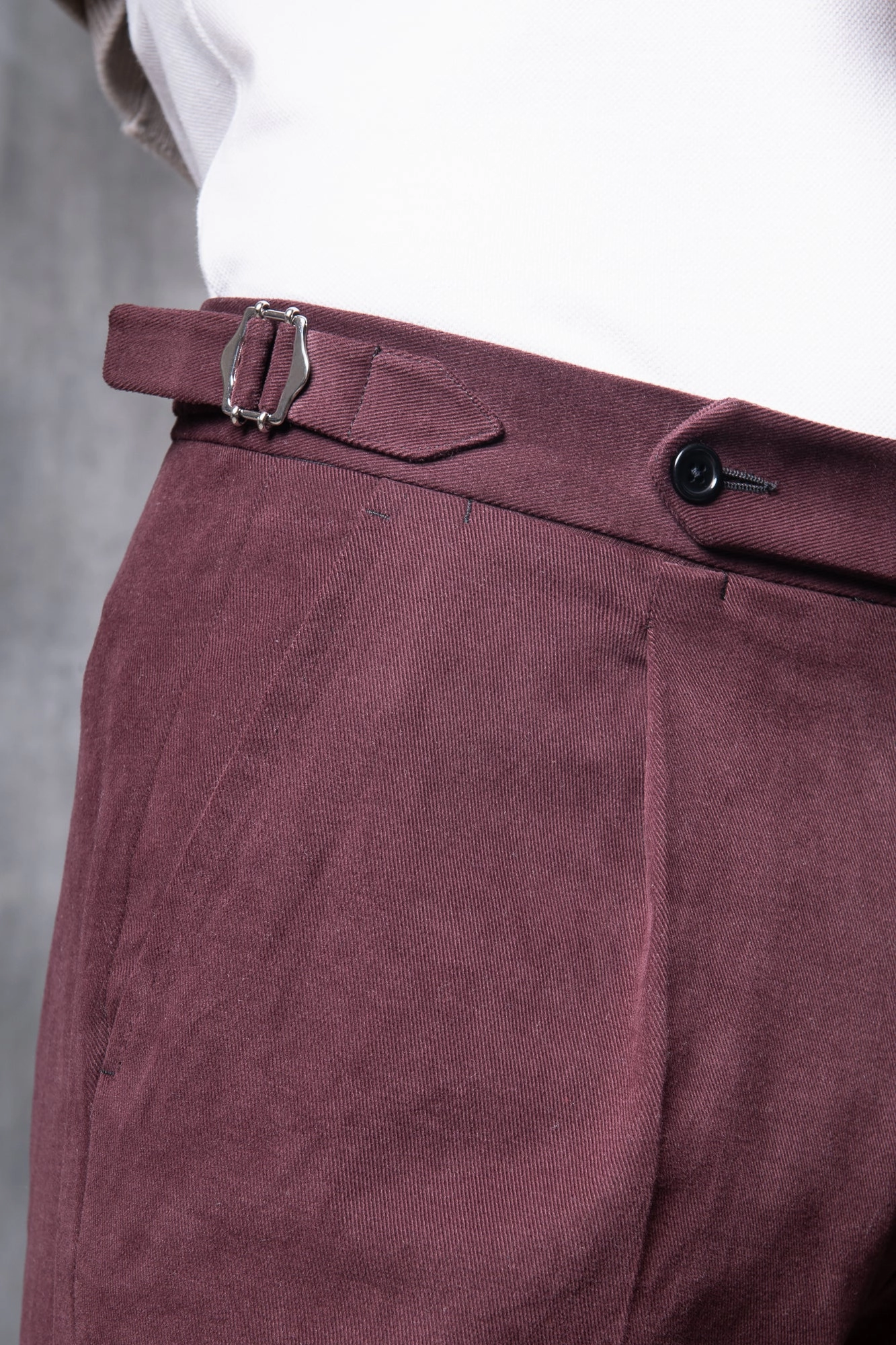 Bordeaux Cotton Biella Trousers  - Made in Italy Layered Look Fresh Fit