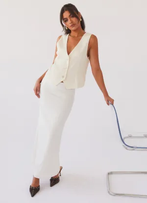 Transitional Wear Breathable Born For Bordeaux Linen Midi Skirt - White