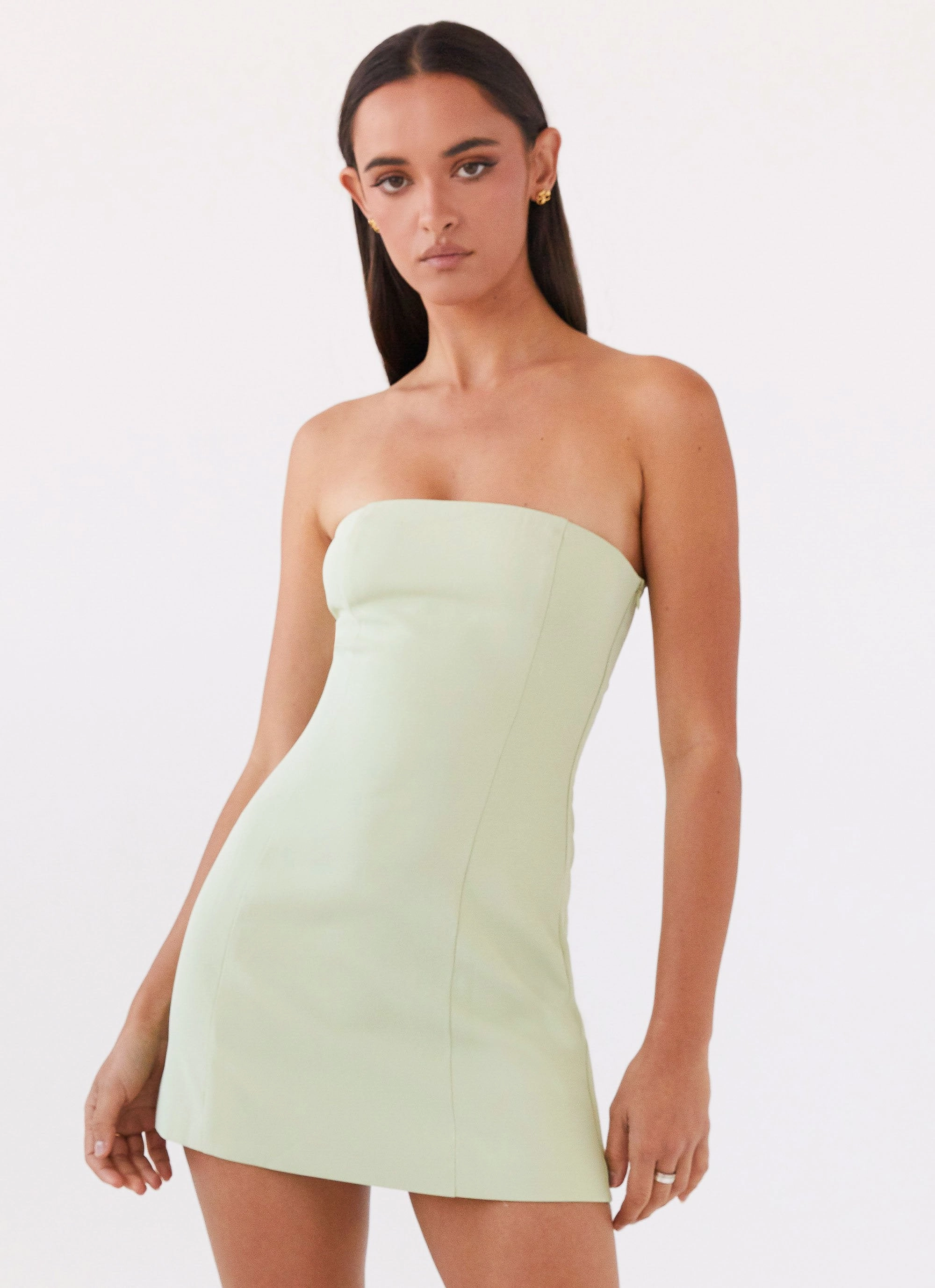 CrinkleResistantWeave Ayanna Strapless Mini Dress - Green Zest