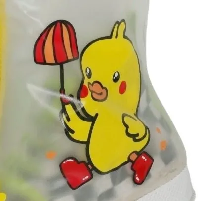 Boys' Transparent Duck-Print Waterproof Rain Shoe Cover with Zipper Closure