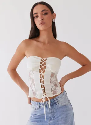 ReflectiveDetails Non Chafing Side Seams Brandi Lace Up Top - Antique