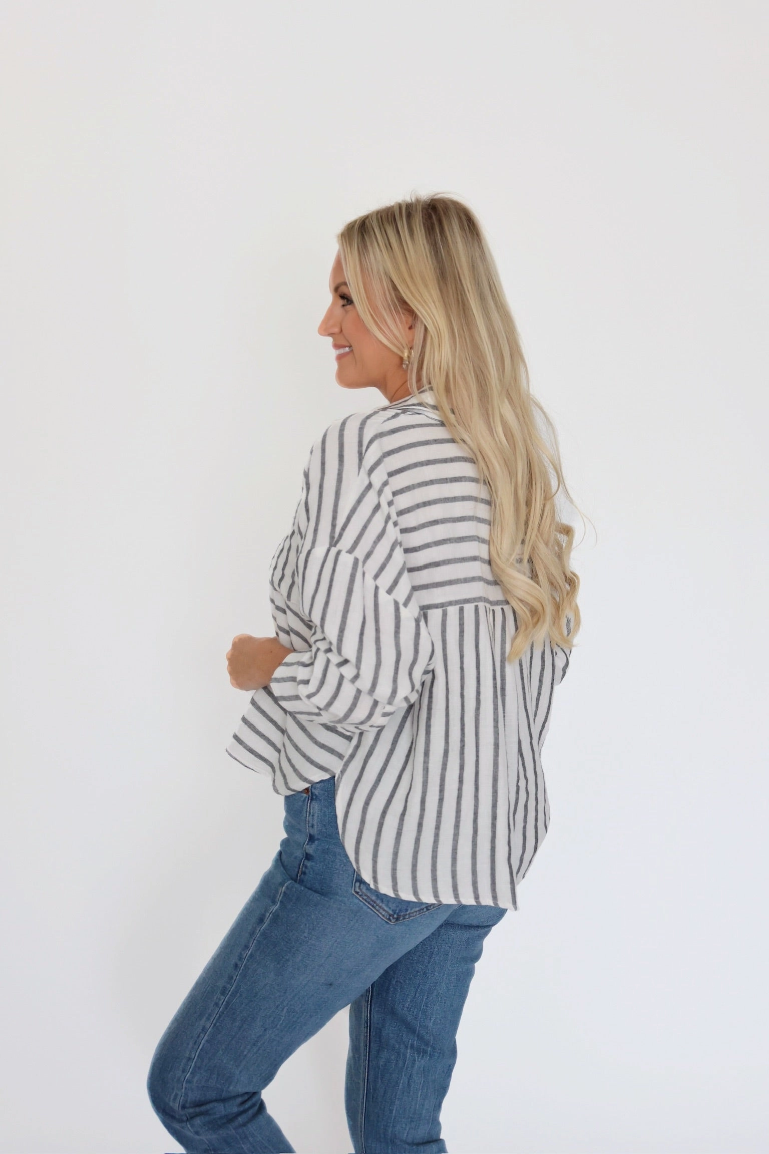 Brandi Stripe Shirt Formal Tank Button Down Collar