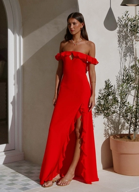Fresh Motion Braxton Maxi Dress - Red
